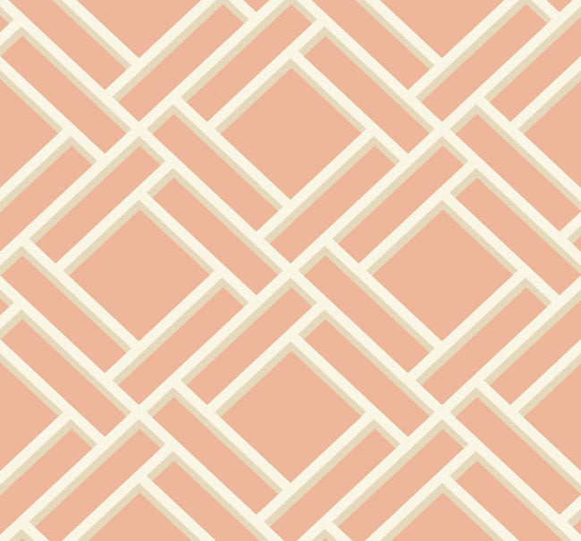 Block Trellis - Melon and Arrowroot Wallcovering | Malibu Wallpaper