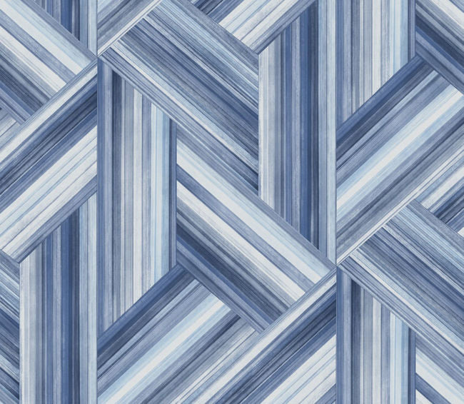 Geo Inlay - Denim and Sky Blue Wallcovering | Malibu Wallpaper