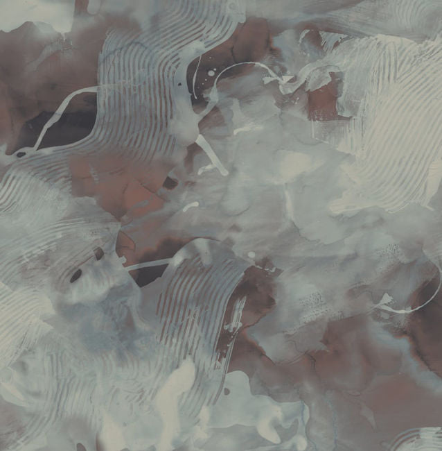 Notch Trowel Abstract - Garnet and Deep Sea Wallcovering | Malibu Wallpaper