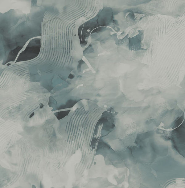 Notch Trowel Abstract - Sea Green and Pearl Wallcovering | Malibu Wallcovering