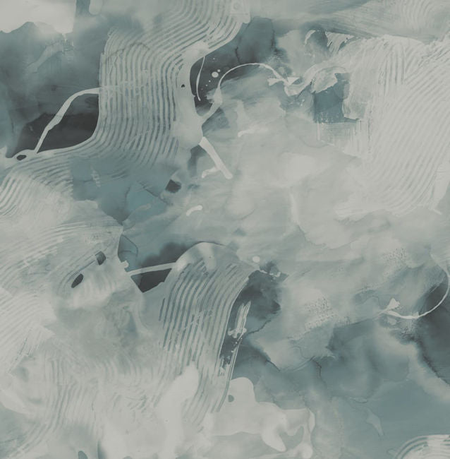Notch Trowel Abstract - Sea Green and Pearl Wallcovering | Malibu Wallpaper