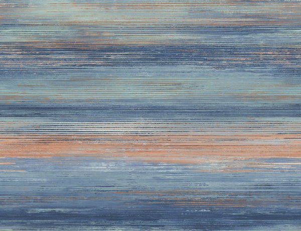 Sunset Stripes - Blueberry and Vermillion Orange Wallcovering | Malibu Wallcovering