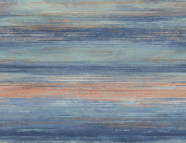 Sunset Stripes - Blueberry and Vermillion Orange Wallcovering | Malibu Wallpaper