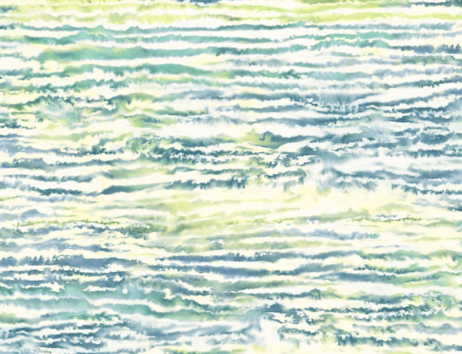 Watercolor Waves - Deep Sea and Spring Green Wallcovering | Malibu Wallpaper