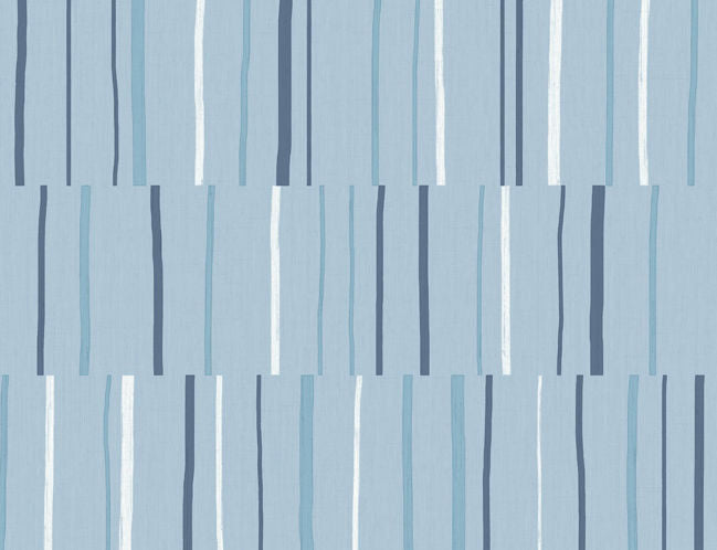 Block Lines - Bluebird, Navy, and Glacier White Wallcovering | Malibu Wallpaper