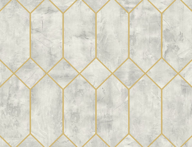 Rustic Geo - Silver Birch and Metallic Gold Wallcovering | Malibu Wallpaper