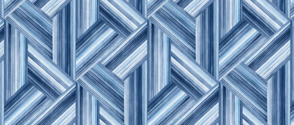Geo Inlay Fabric - Denim and Sky Blue Wallcovering | Malibu Wallcovering