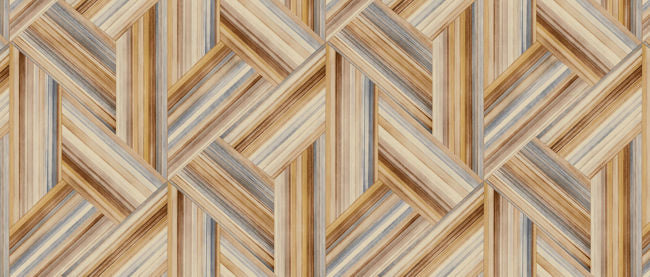 Geo Inlay Fabric - Saddle Brown and Steel Wallcovering | Malibu Wallpaper