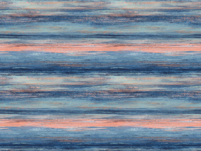 Sunset Stripes Fabric - Blueberry and Vermillion Orange Wallcovering | Malibu Wallpaper