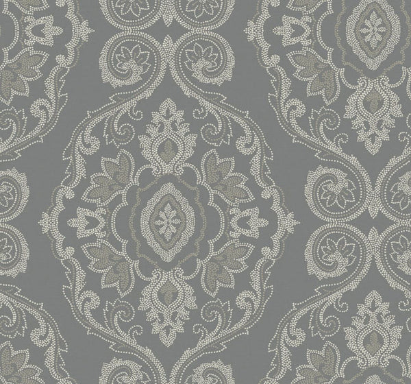 Nautical Damask - Black Sands Wallcovering | Malibu Wallcovering