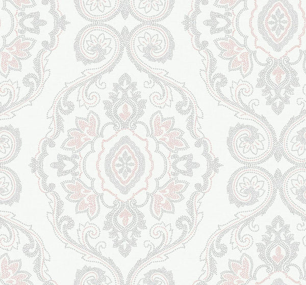 Nautical Damask - Pink Sunset Wallcovering | Malibu Wallcovering