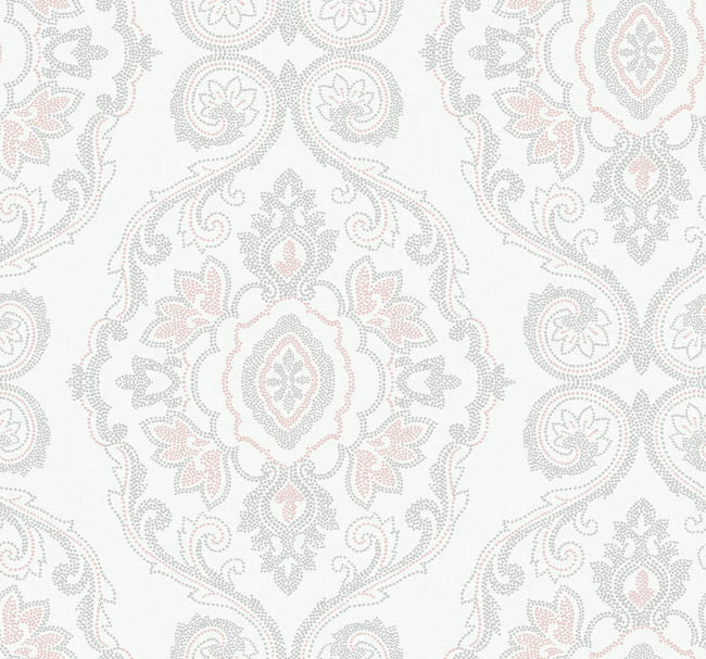 Nautical Damask - Pink Sunset Wallcovering | Malibu Wallpaper