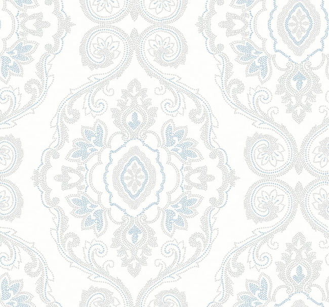 Nautical Damask - Blue Oasis Wallcovering | Malibu Wallpaper