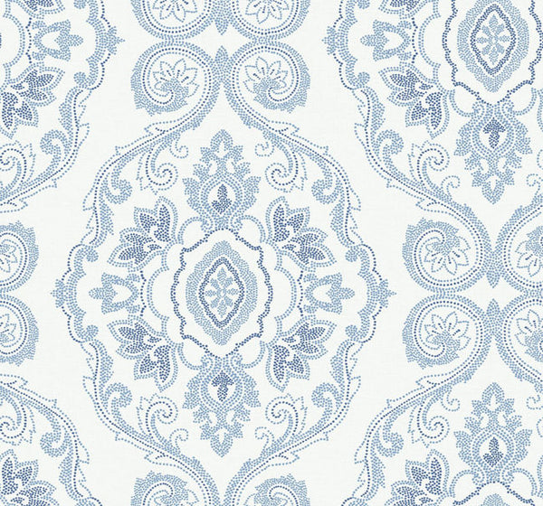 Nautical Damask - Coastal Blue Wallcovering | Malibu Wallcovering
