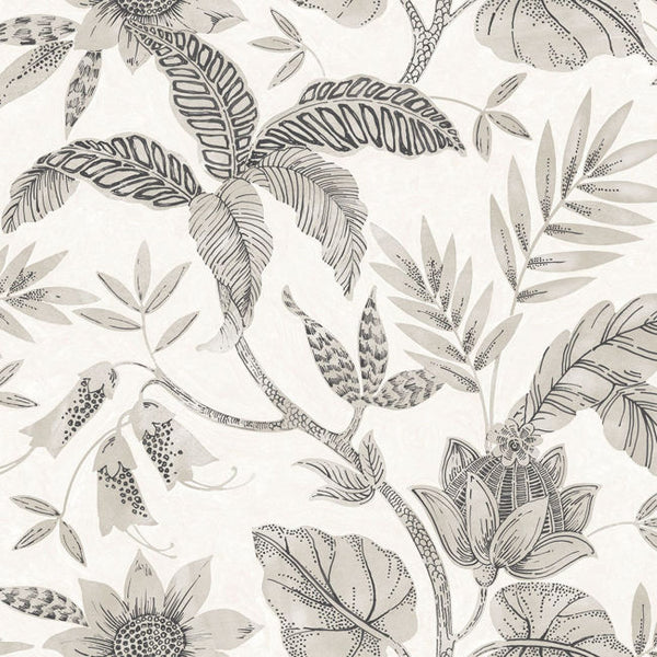 Rainforest Leaves - Ivory and Stone Wallcovering | Malibu Wallcovering