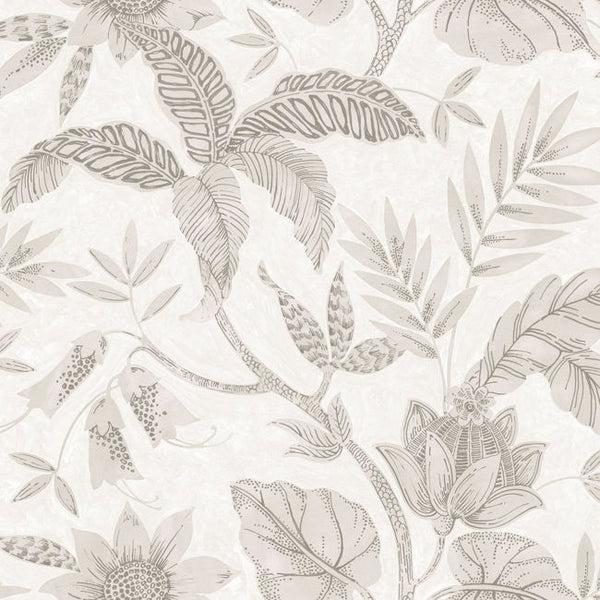 Rainforest Leaves - Ivory and Daydream Gray Wallcovering | Malibu Wallcovering