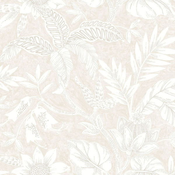 Rainforest Leaves - Sand Dune and Brushed Taupe Wallcovering | Malibu Wallcovering