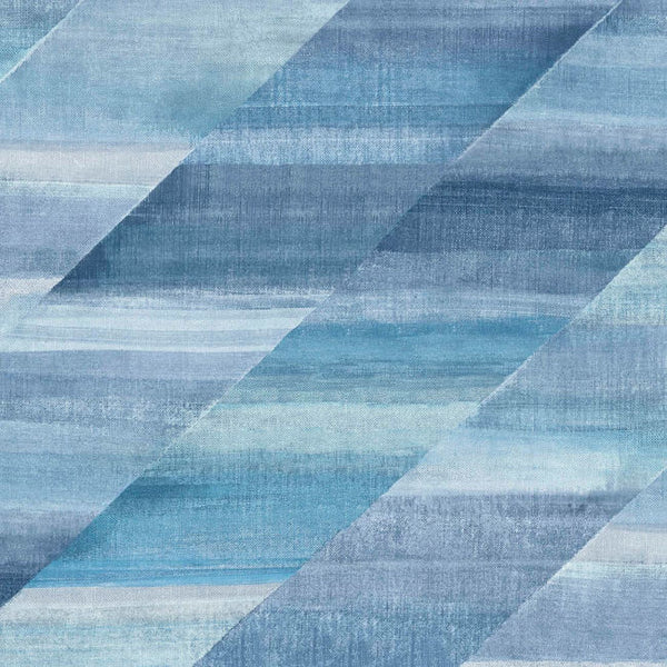Rainbow Diagonals - Washed Denim and Cerulean Wallcovering | Malibu Wallcovering
