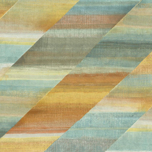 Rainbow Diagonals - Burnt Orange, Dandelion, and Seafoam Wallcovering | Malibu Wallcovering