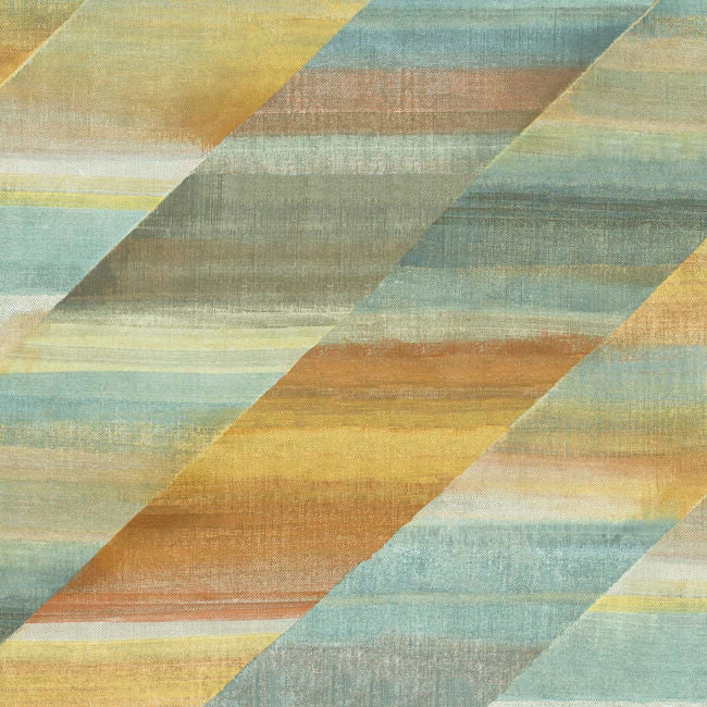 Rainbow Diagonals - Burnt Orange, Dandelion, and Seafoam Wallcovering | Malibu Wallpaper