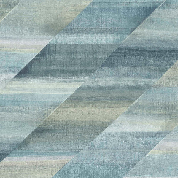 Rainbow Diagonals - Steel Blue and Stone Wallcovering | Malibu Wallcovering