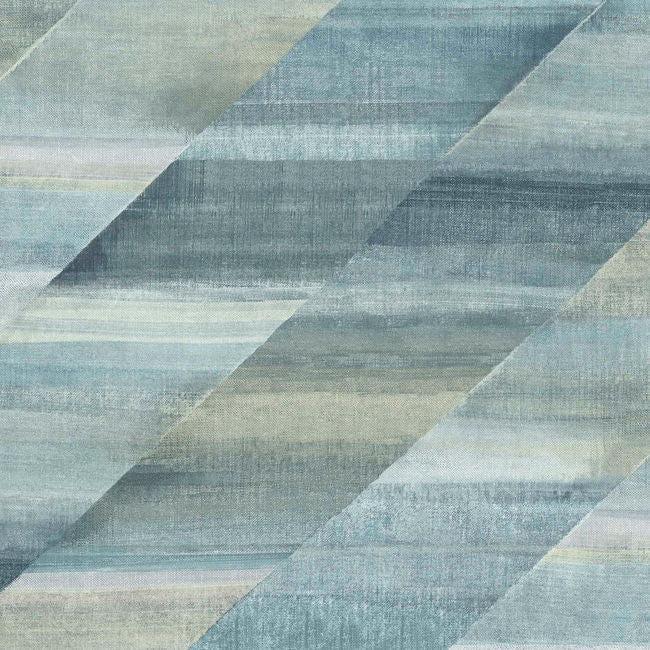 Rainbow Diagonals - Steel Blue and Stone Wallcovering | Malibu Wallpaper