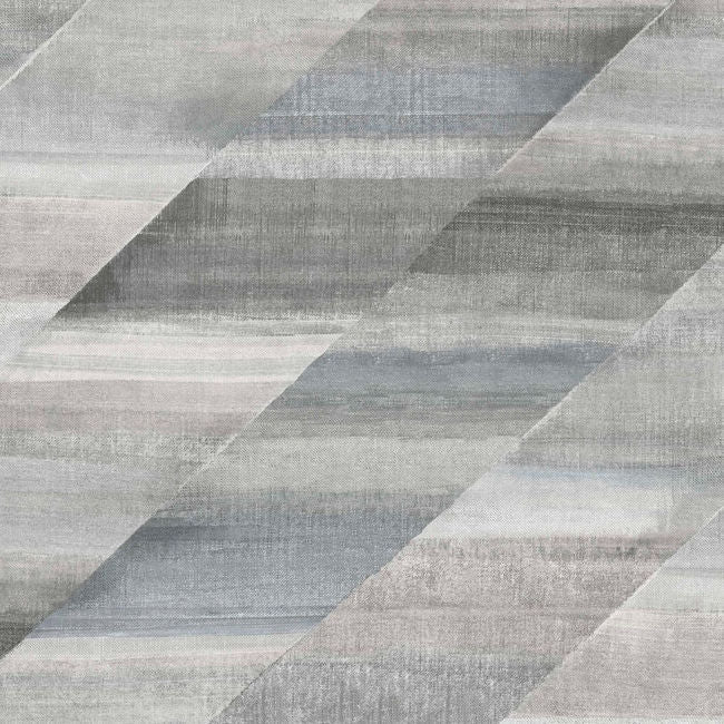 Rainbow Diagonals - Cinder Gray and Slate Wallcovering | Malibu Wallpaper