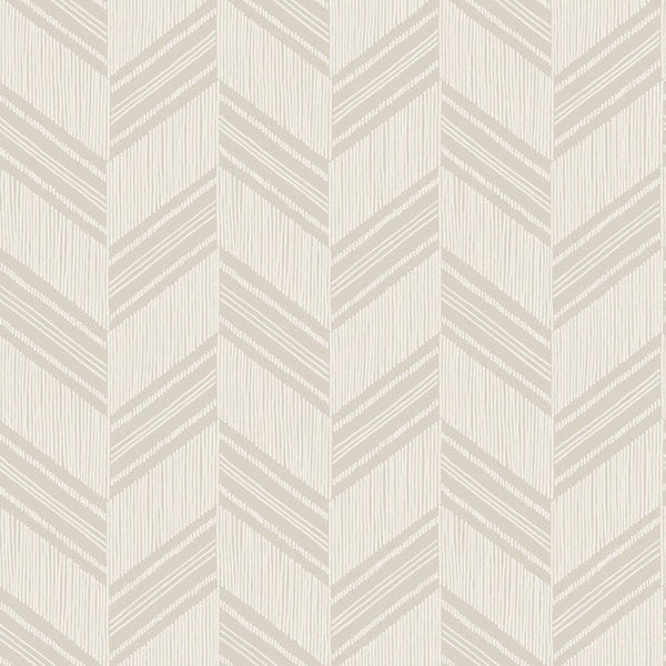 Boho Chevron Stripe on Stringcloth - Cinder Gray and Ivory Wallcovering | Malibu Wallcovering