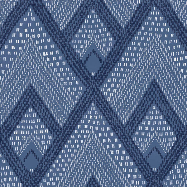 Panama Boho Diamonds - Coastal Blue Wallcovering | Malibu Wallcovering