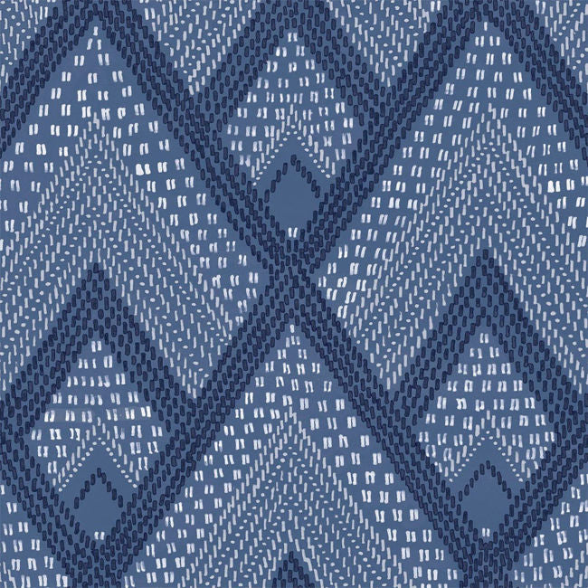 Panama Boho Diamonds - Coastal Blue Wallcovering | Malibu Wallpaper
