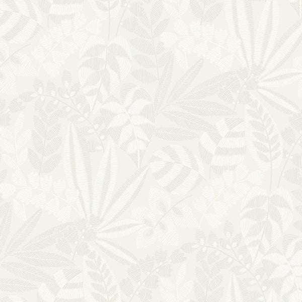 Botanica Striped Leaves - Gray Mist and Ivory Wallcovering | Malibu Wallcovering