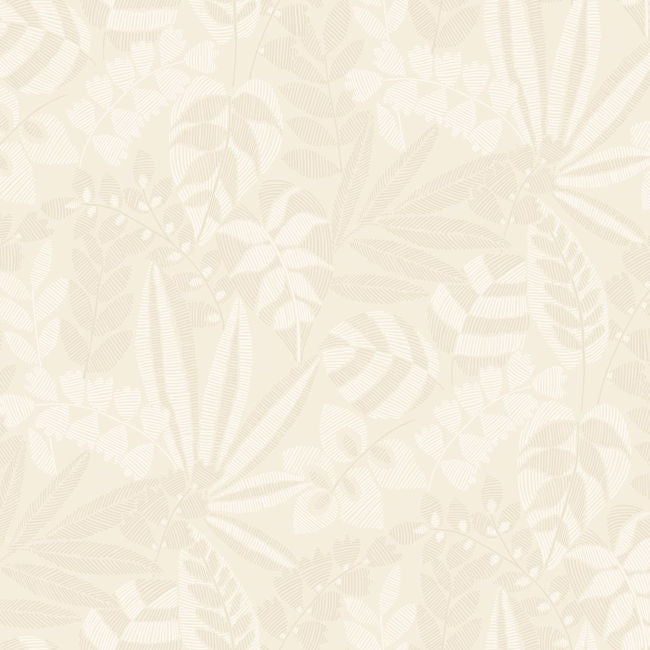Botanica Striped Leaves - Sand Dune and Ivory Wallcovering | Malibu Wallpaper