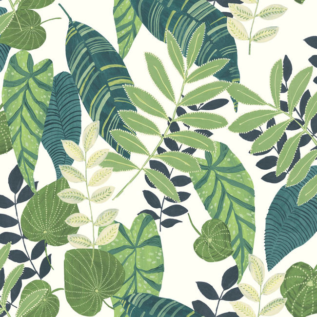 Tropicana Leaves - Viridian and Dill Wallcovering | Malibu Wallpaper