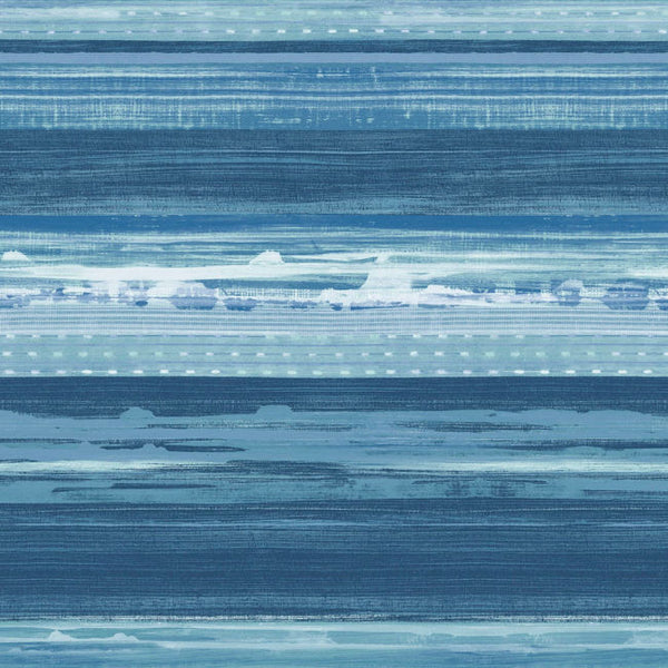 Horizon Brushed Stripe - Washed Denim and Sky Blue Wallcovering | Malibu Wallcovering