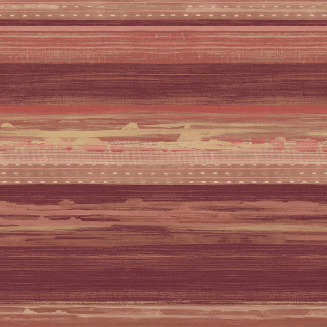 Horizon Brushed Stripe - Maroon, Taupe, and Blonde Wallcovering | Malibu Wallpaper