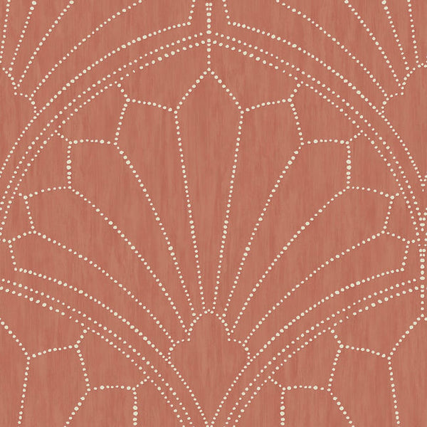 Scallop Medallion - Redwood and Ivory Wallcovering | Malibu Wallcovering