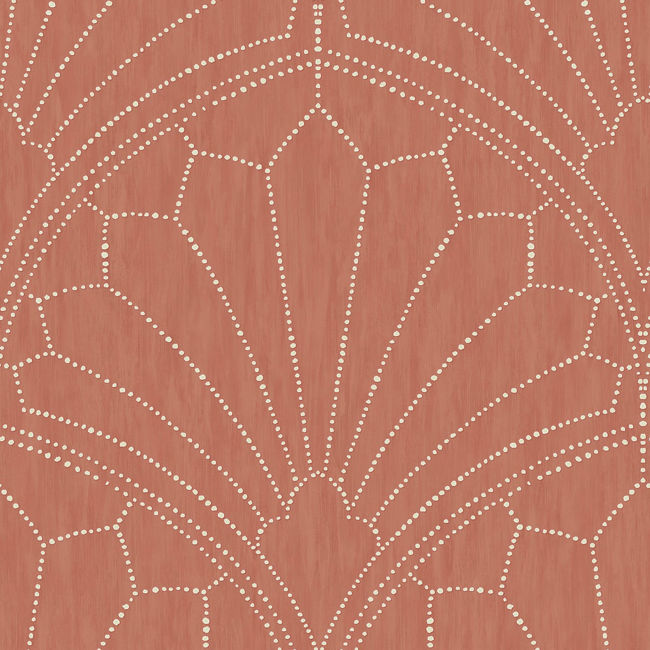 Scallop Medallion - Redwood and Ivory Wallcovering | Malibu Wallpaper