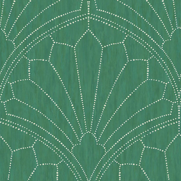 Scallop Medallion - Jade and Ivory Wallcovering | Malibu Wallcovering