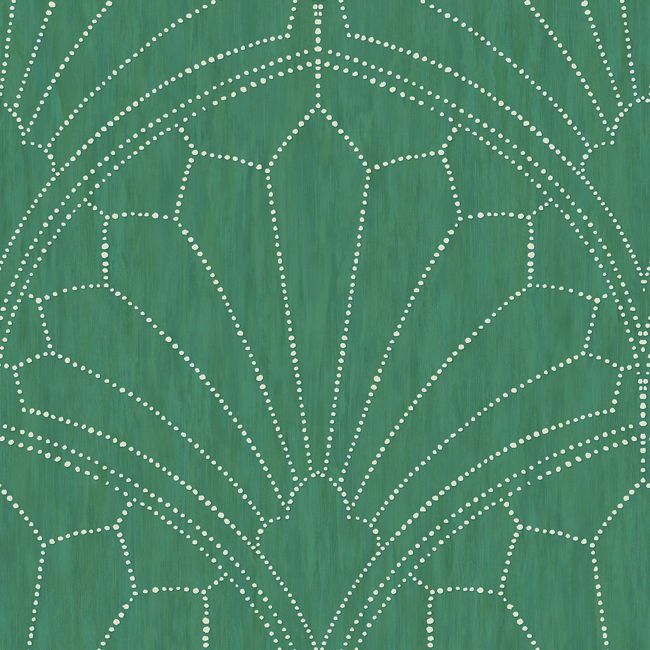 Scallop Medallion - Jade and Ivory Wallcovering | Malibu Wallpaper