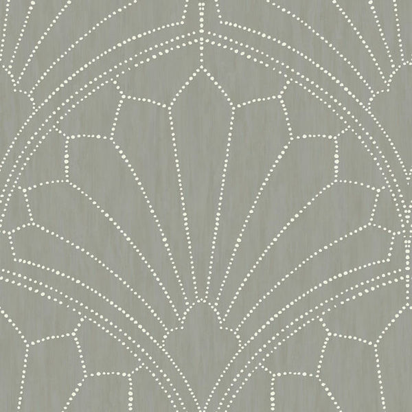 Scallop Medallion - Cinder Gray and Ivory Wallcovering | Malibu Wallcovering