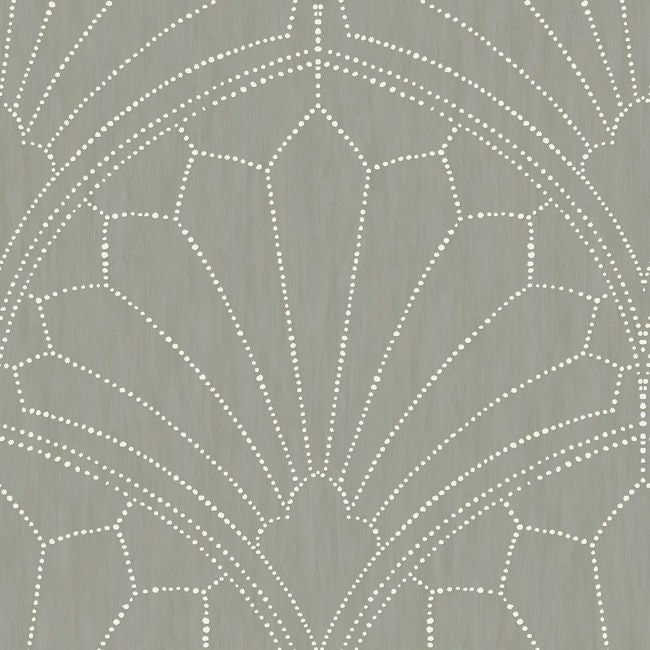 Scallop Medallion - Cinder Gray and Ivory Wallcovering | Malibu Wallpaper