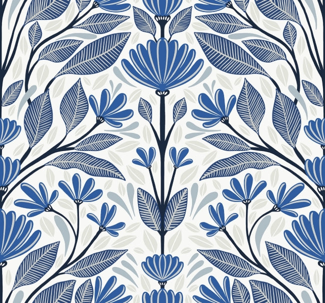 Carmela - True Blue Wallcovering | Malibu Wallpaper
