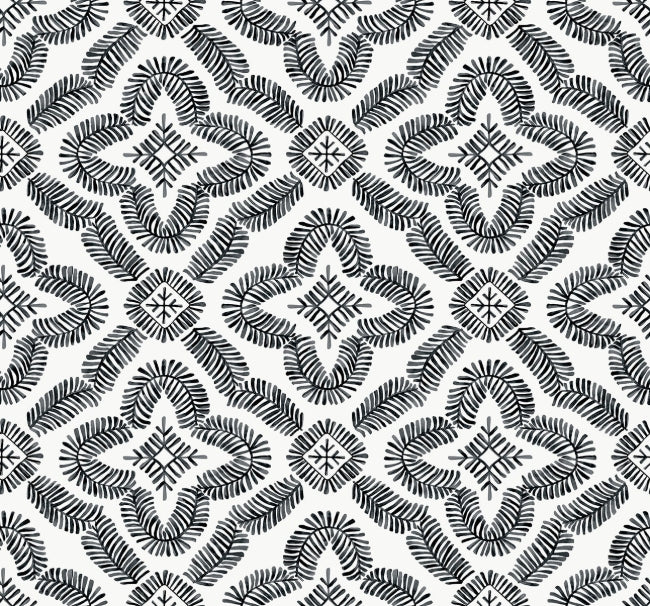 Talia - Black and White Wallcovering | Malibu Wallpaper