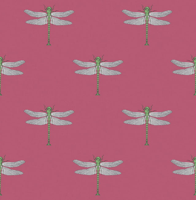 Catalina - Rose Pink, Green, Metallic Silver, and Black Wallcovering | Malibu Wallpaper