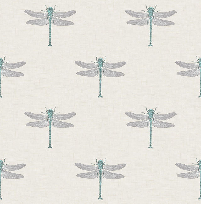 Catalina - Off-white, Blue, Metallic Silver, and Black Wallcovering | Malibu Wallpaper