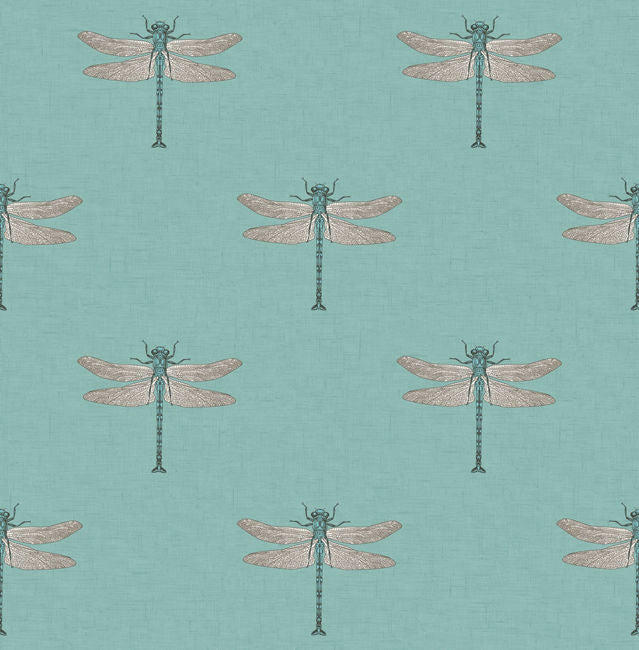 Catalina - Teal, Orange, Metallic Silver, and Black Wallcovering | Malibu Wallpaper