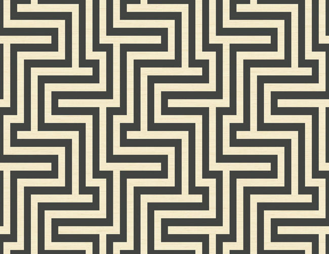 Martinique - Black and Off-white Wallcovering | Malibu Wallpaper