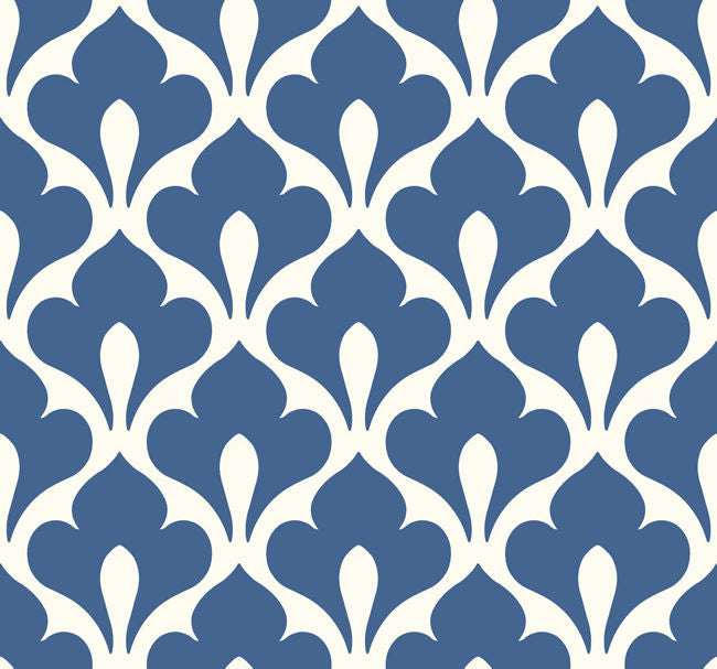 Grenada - Prussian Blue and White Wallcovering | Malibu Wallpaper