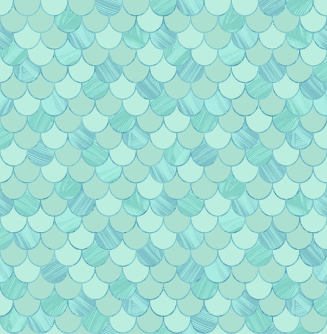 Catalina Scales - Turquoise, Fog Green, and Metallic Wallcovering | Malibu Wallpaper