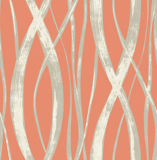 Barbados - Portland Orange, Gray, and White Wallcovering | Malibu Wallpaper